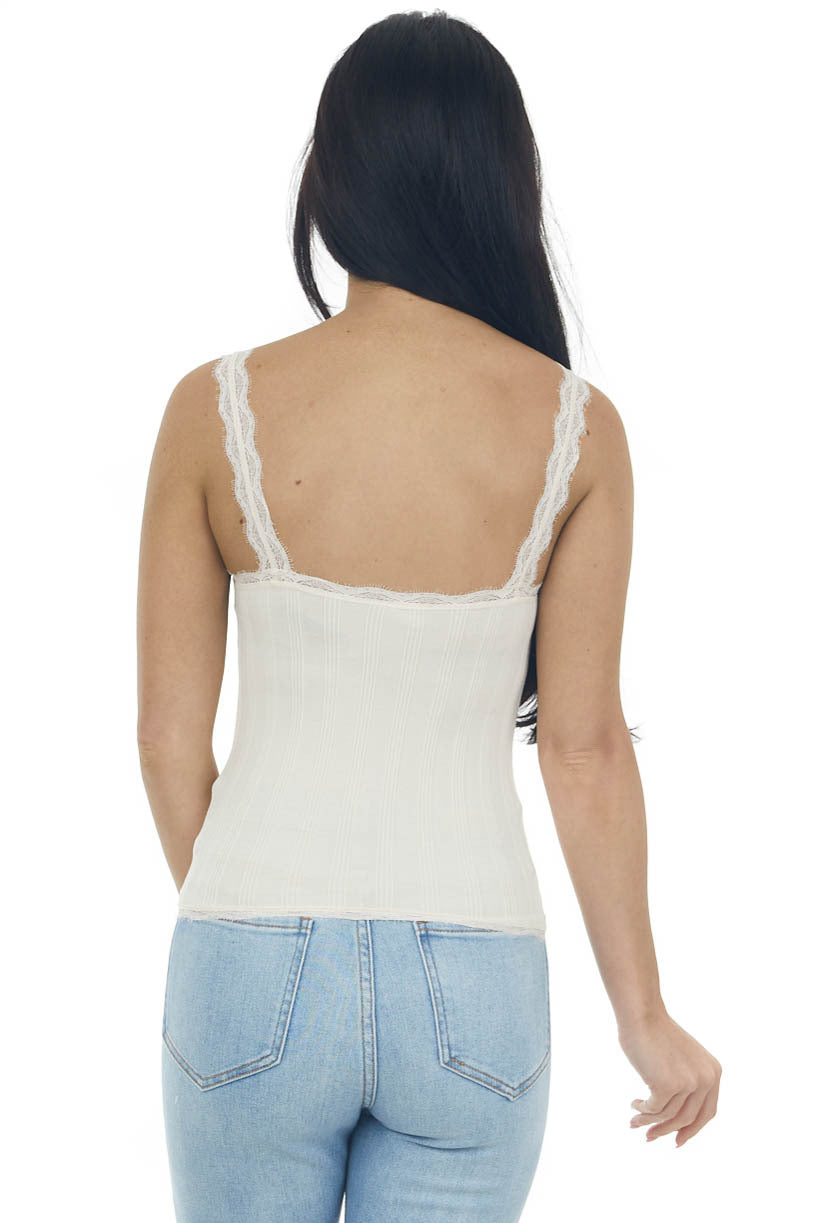 Champagne Textured Eyelash Lace Cropped Tank