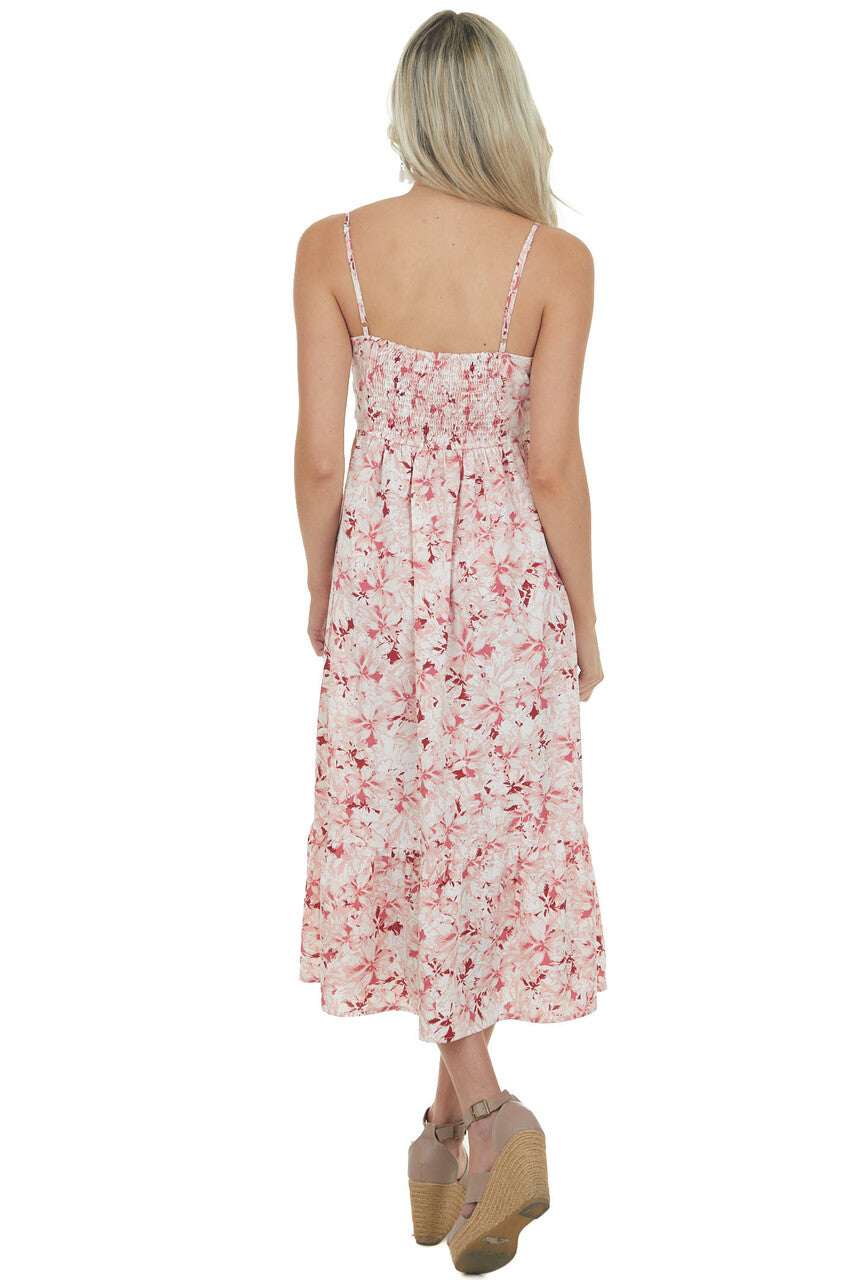 Cherry Blossom Floral Tiered Sleeveless Dress