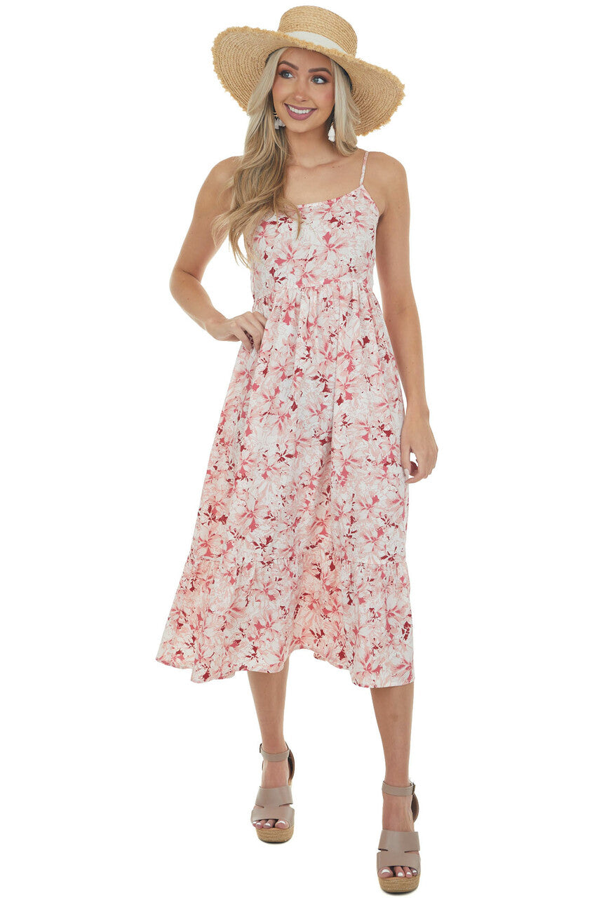 Cherry Blossom Floral Tiered Sleeveless Dress