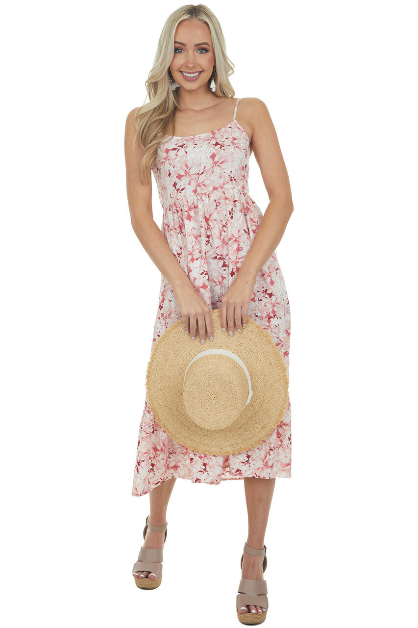 Cherry Blossom Floral Tiered Sleeveless Dress