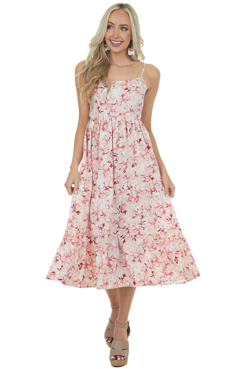 Cherry Blossom Floral Tiered Sleeveless Dress
