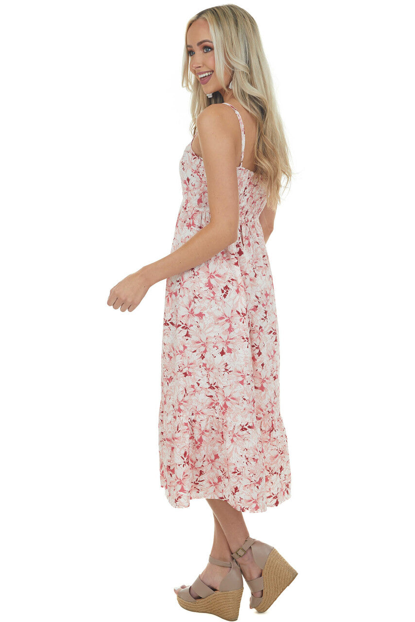 Cherry Blossom Floral Tiered Sleeveless Dress