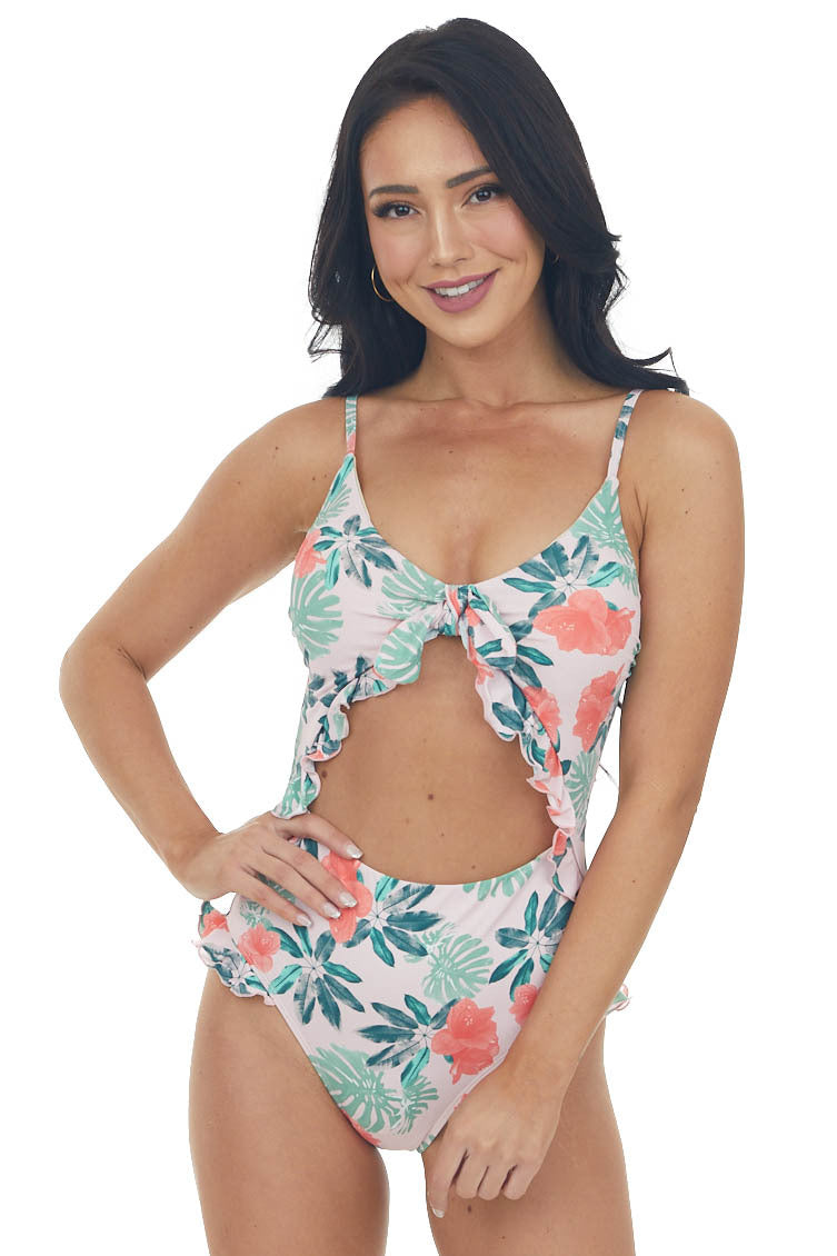 Cherry Blossom Pink Printed One Piece Swimsuit