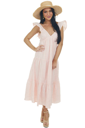 Cherry Blossom Tiered V Neck Woven Midi Dress 