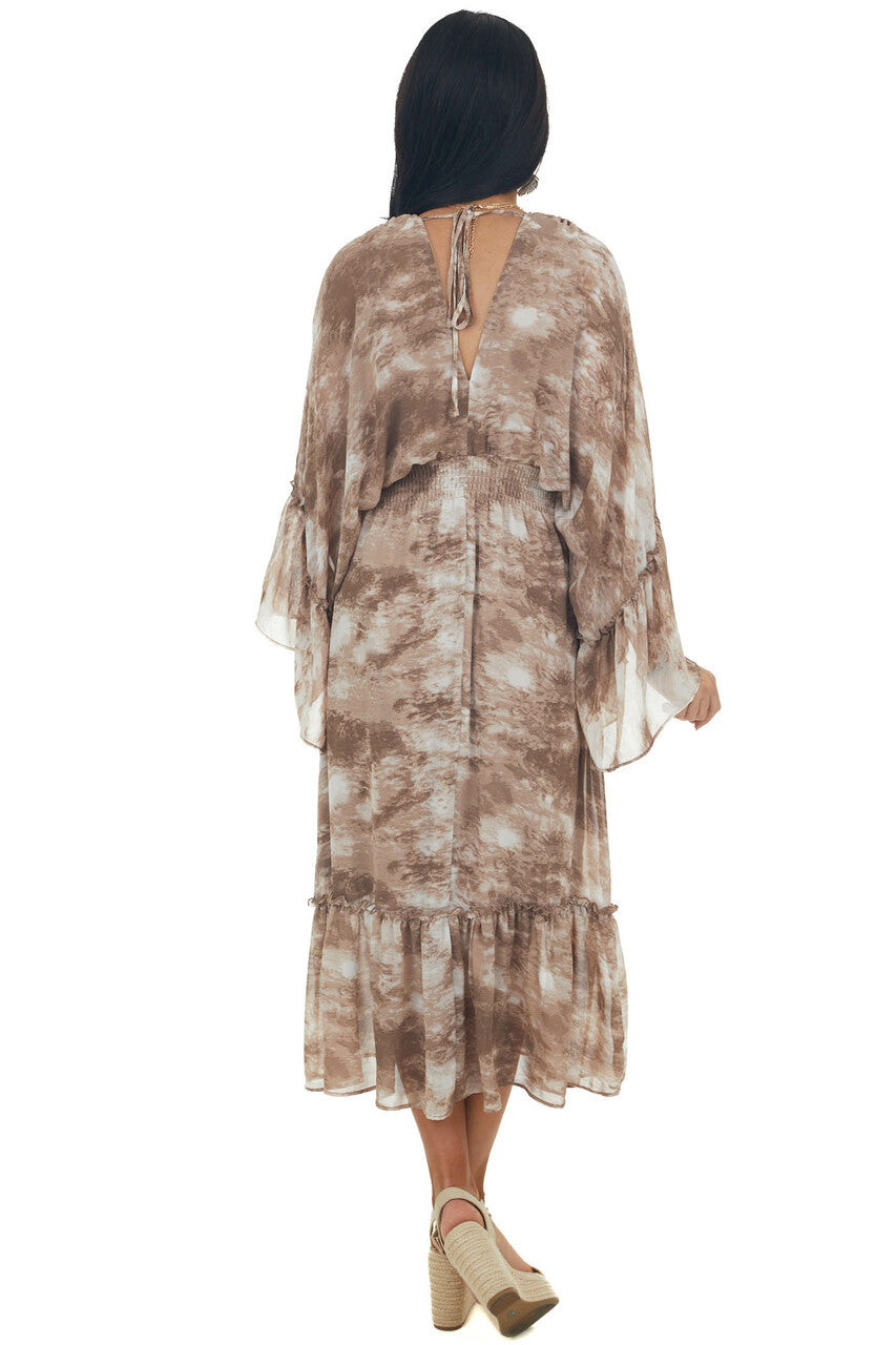 Cocoa Tie Dye Flowy Sleeve Midi Dress 