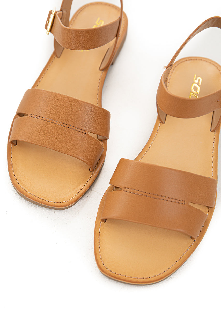 Copper Buckle Closure Strappy Sandal