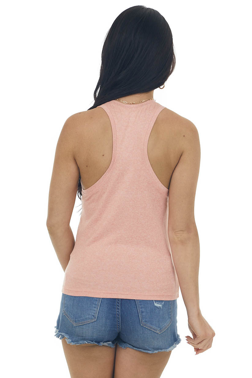 Coral Melange Racerback Knit Tank Top