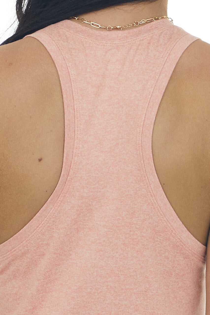 Coral Melange Racerback Knit Tank Top