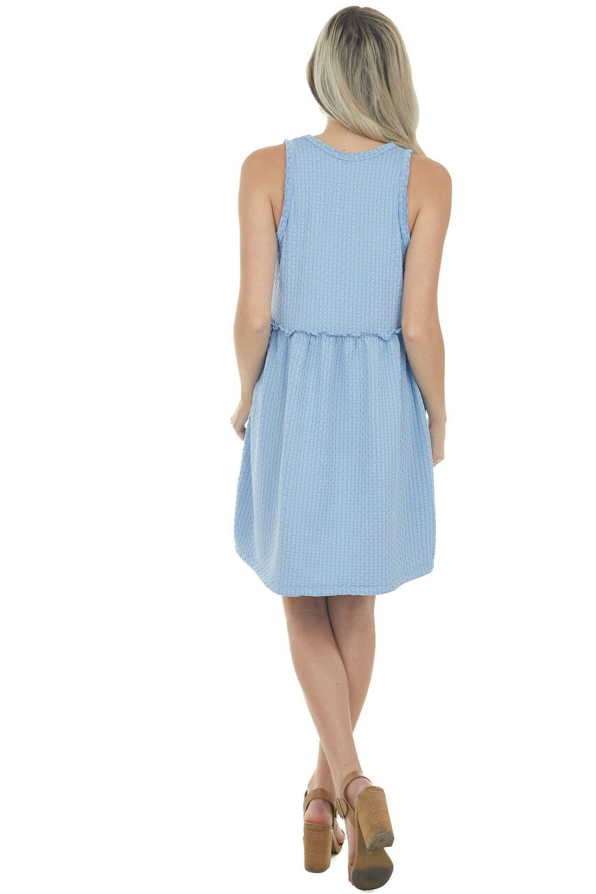 Cornflower Circle Texture Babydoll Knit Dress