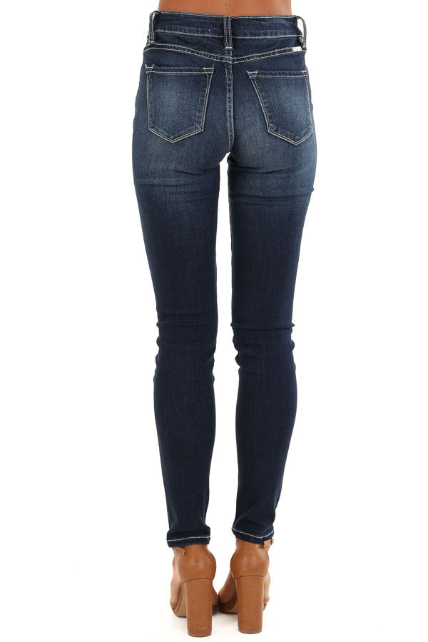 Dark Wash 5 Pocket Stretchy Skinny Denim Jeans back view