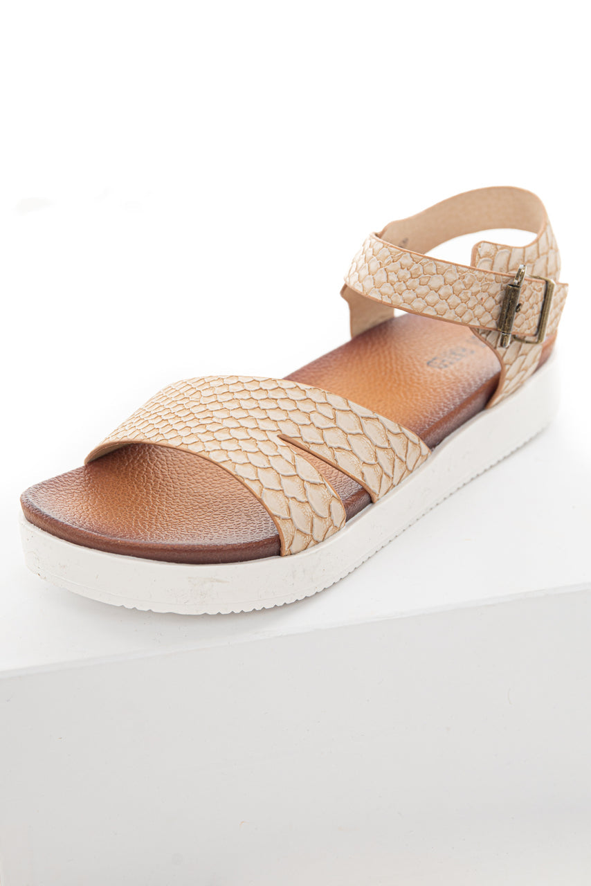 Desert Sand Snakeskin Crossover Strap Sandal