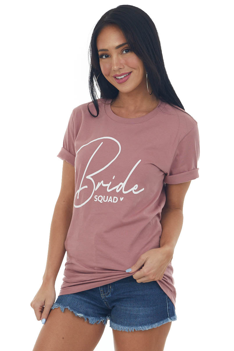 Dusty Rose 'Bride Squad' Script Graphic Tee