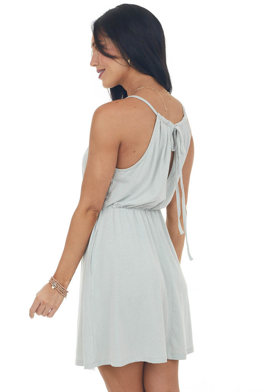 Dusty Sage Textured Halter Neck Knit Dress