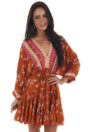 Ginger Floral Print Long Sleeve Mini Dress