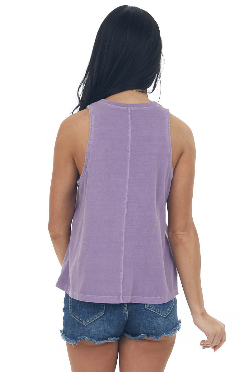 Grape Vintage Wash Crew Neck Knit Tank Top