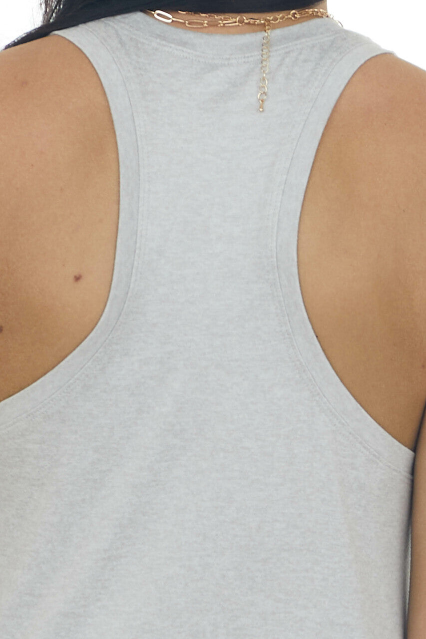 Grey Melange Racerback Knit Tank Top 