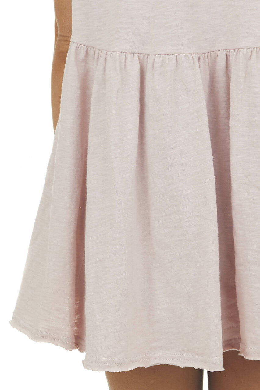 Hazy Blush Melange Raw Edge High Low Hem Top 