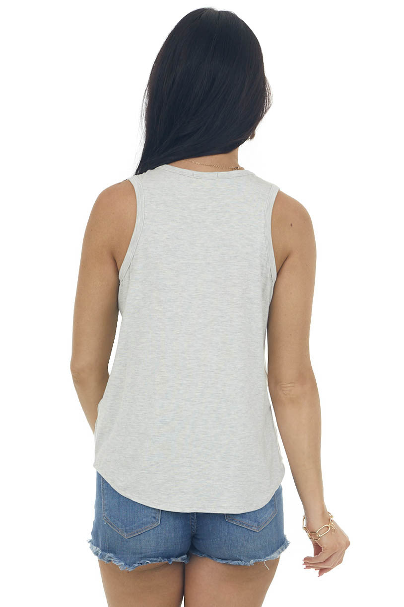 Heather Grey Scoop Neck Stretchy Knit Tank Top 