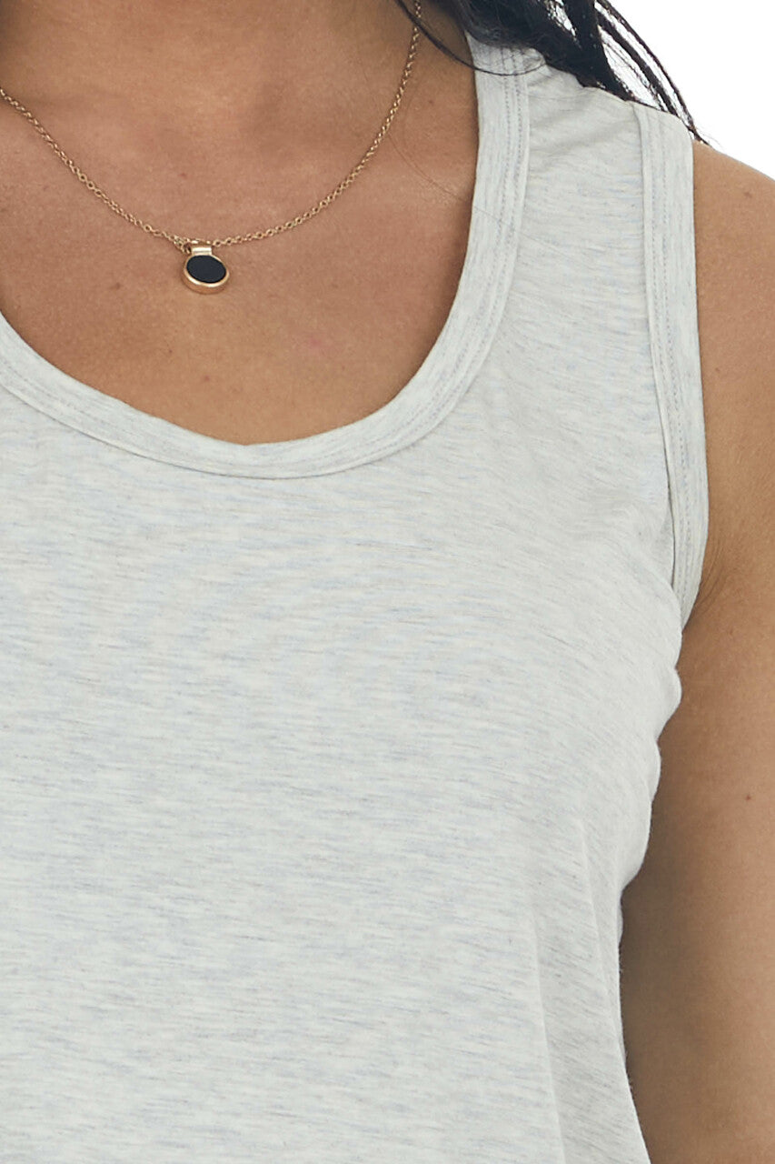Heather Grey Scoop Neck Stretchy Knit Tank Top 