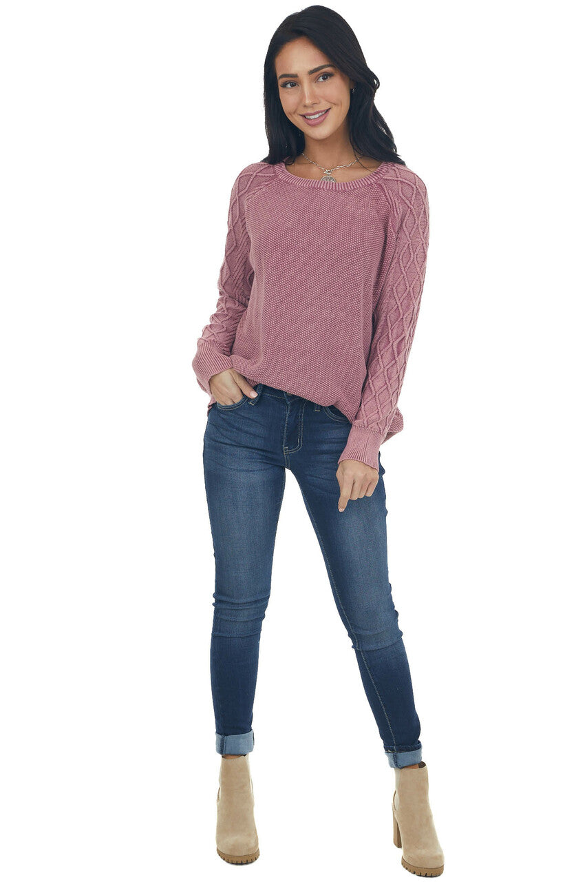 Hibiscus Mineral Wash Raglan Sleeve Sweater