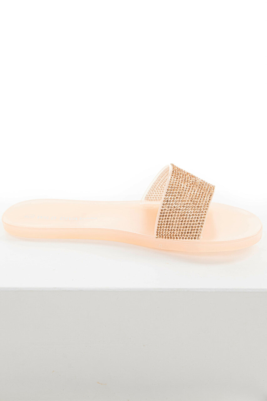 Peach Jelly Sandal with Rose Gold Rhinestones