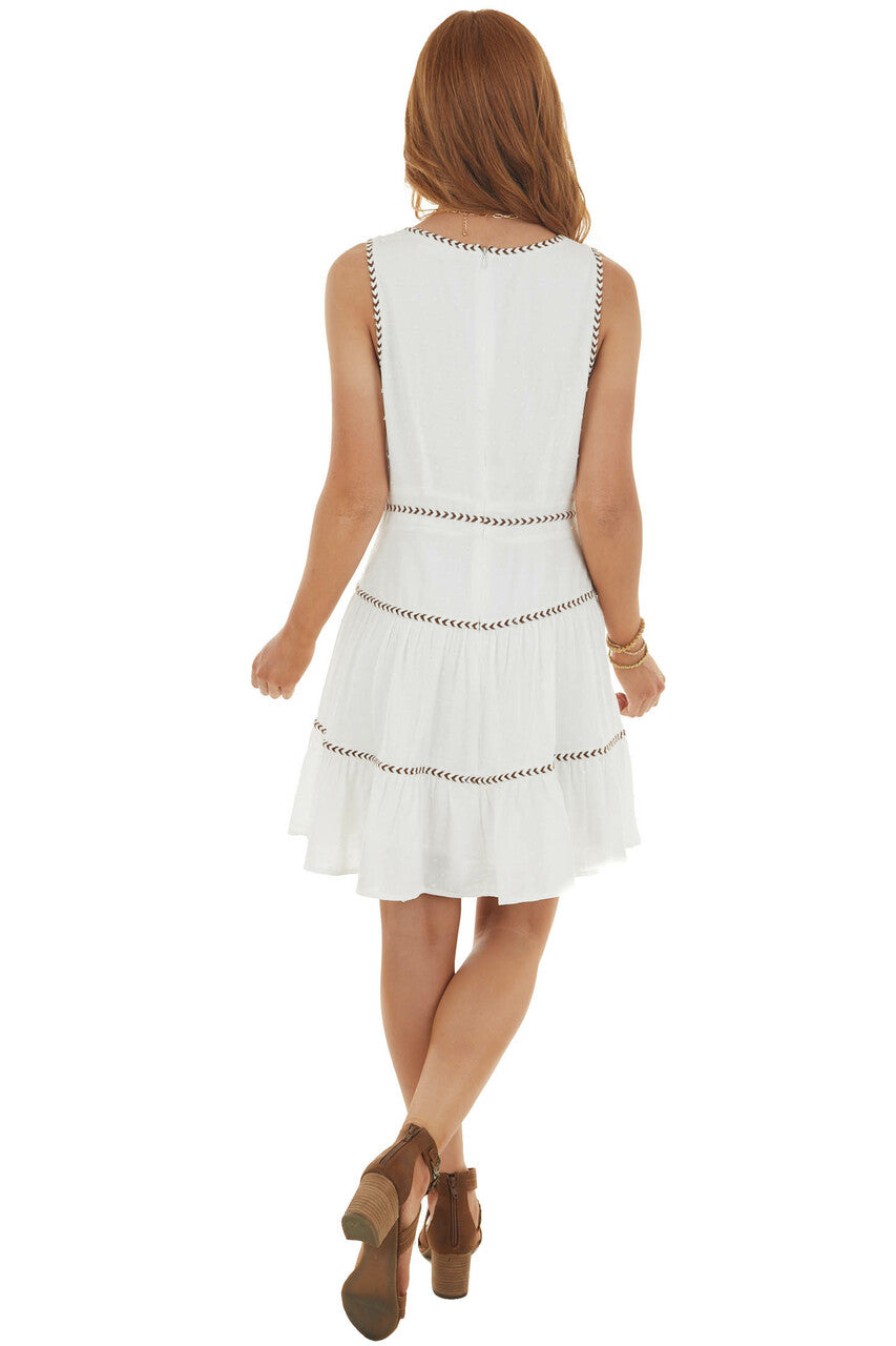 Ivory Swiss Dot Sleeveless Short Woven Dress
