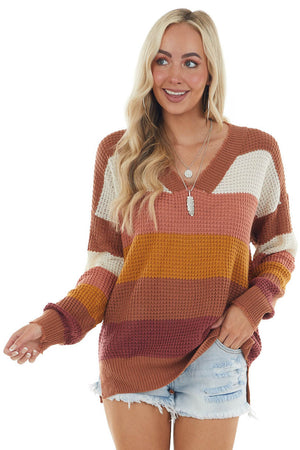 Cinnamon and Pumpkin Striped Knit Sweater