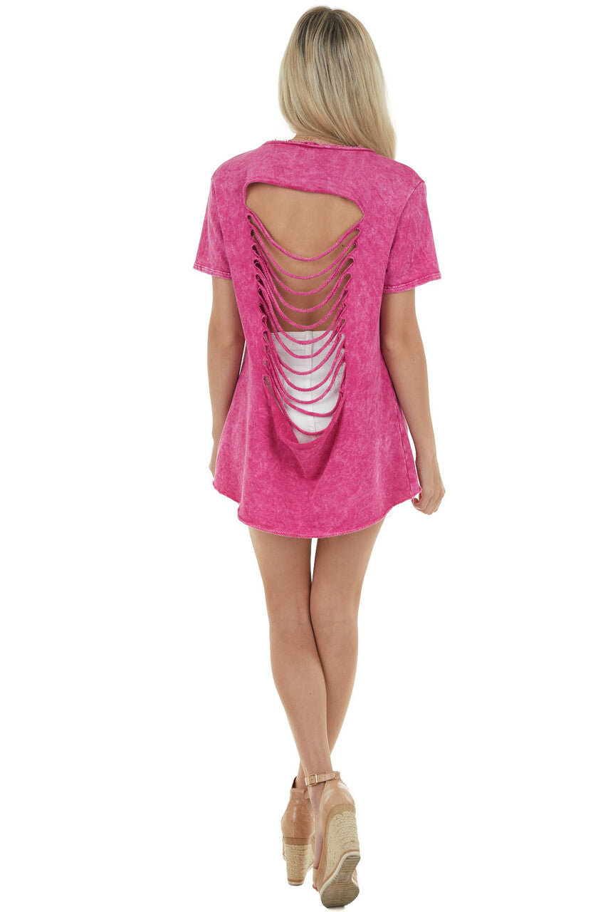 Mulberry Mineral Wash Top with Cut Outs 