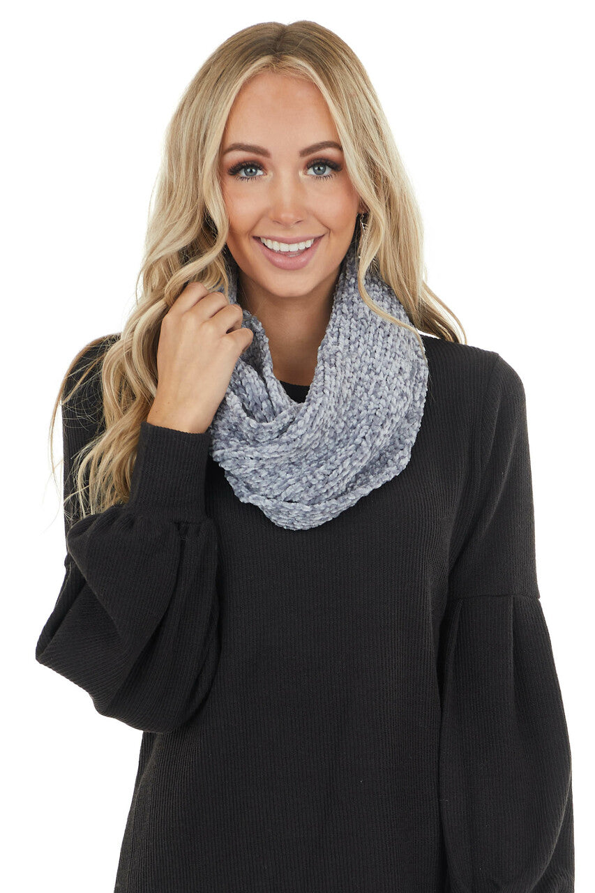 Stone Grey Super Soft Chenille Infinity Knit Scarf