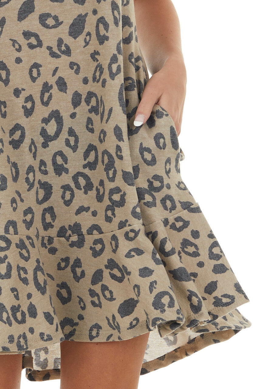 Leopard Print Sleeveless Mini Dress with Pockets