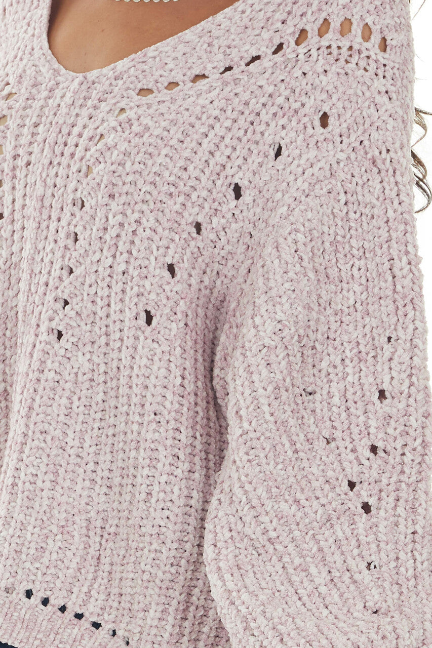 Blush Two Tone Chenille Pointelle Sweater