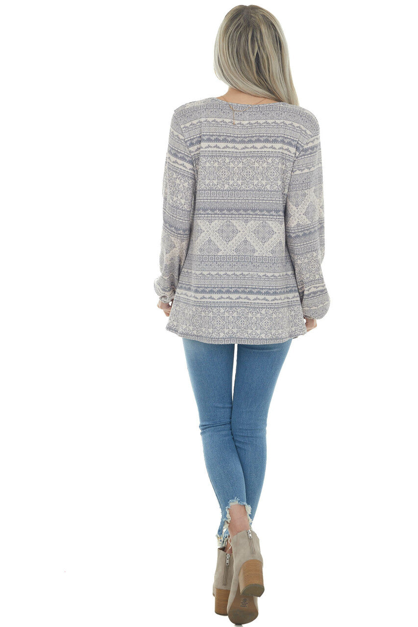 Blush and Stone Multiprint Long Sleeve Top