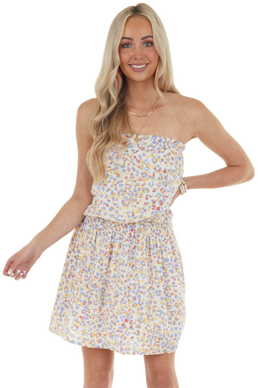 Amber Leopard Print Strapless Mini Dress 