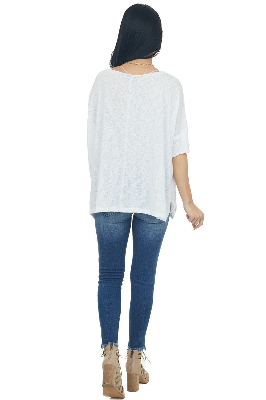 Melange Off White Short Dolman Sleeve Knit Top 