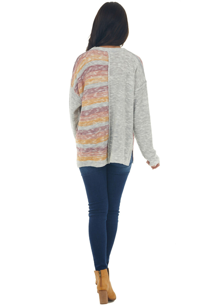 Heather Grey Colorful Top with Exposed Seams