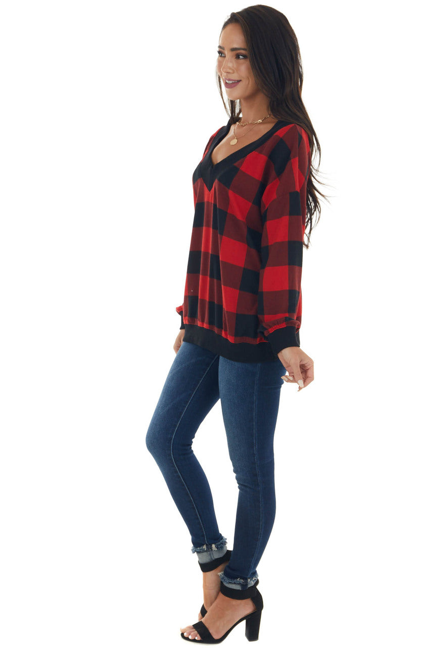 Ruby Buffalo Plaid Long Sleeve Knit Top