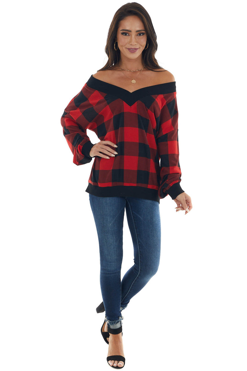 Ruby Buffalo Plaid Long Sleeve Knit Top