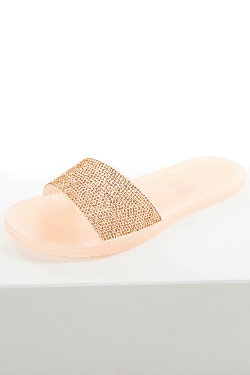 Peach Jelly Sandal with Rose Gold Rhinestones