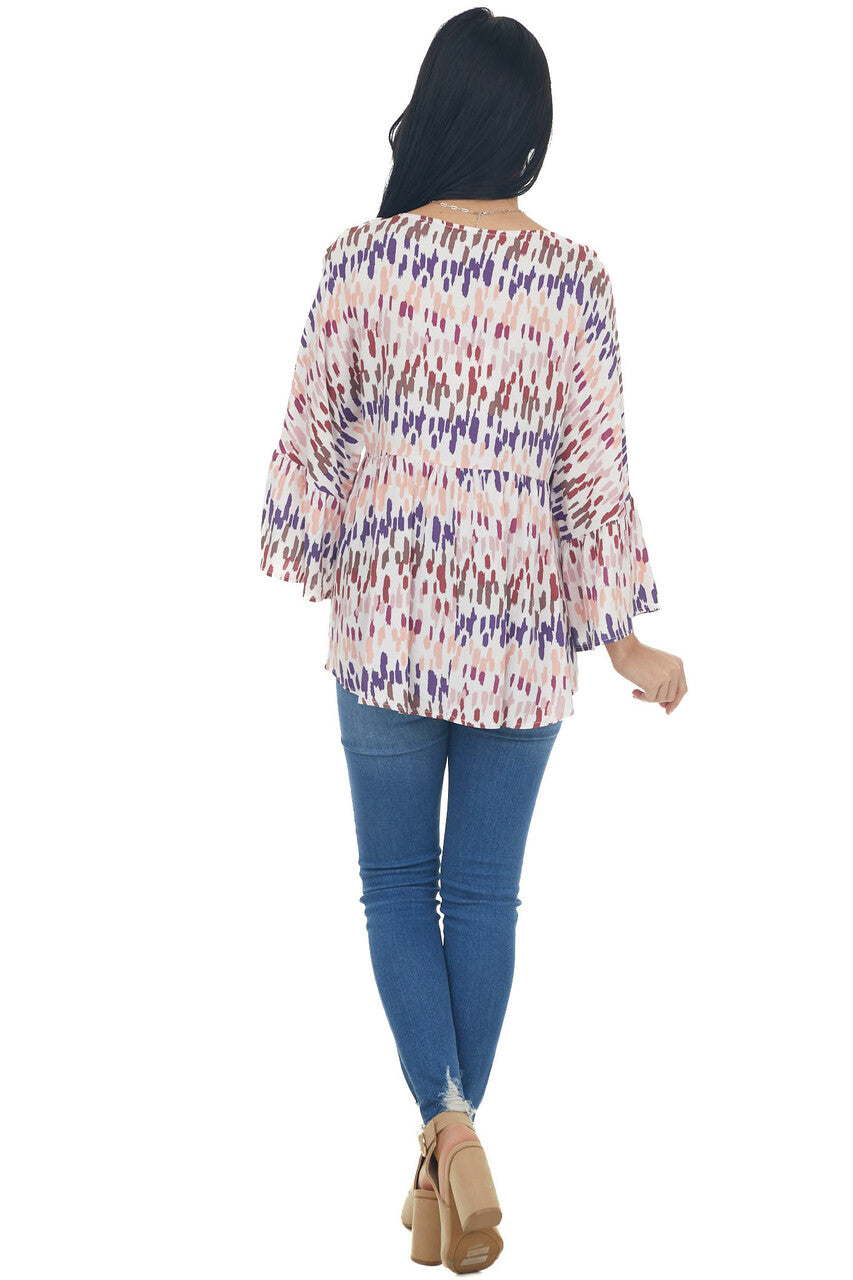 Tea Rose Multicolor Abstract Babydoll Top