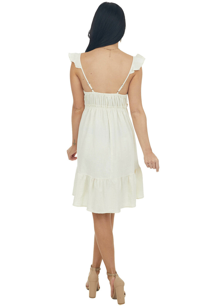 Rich Cream Babydoll Tiered Sleeveless Dress