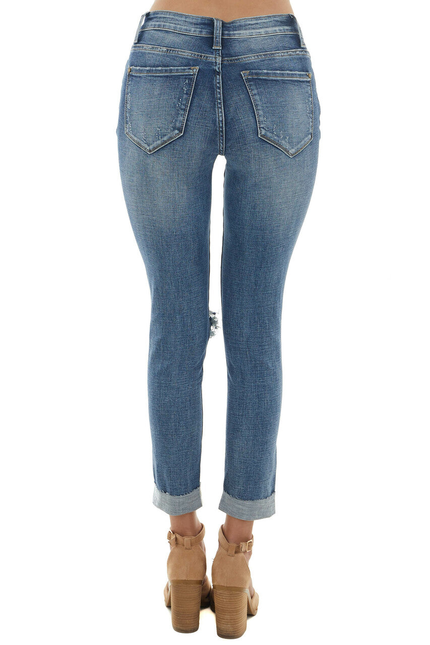 Medium Mid Rise Relaxed Fit Distressed Jeans
