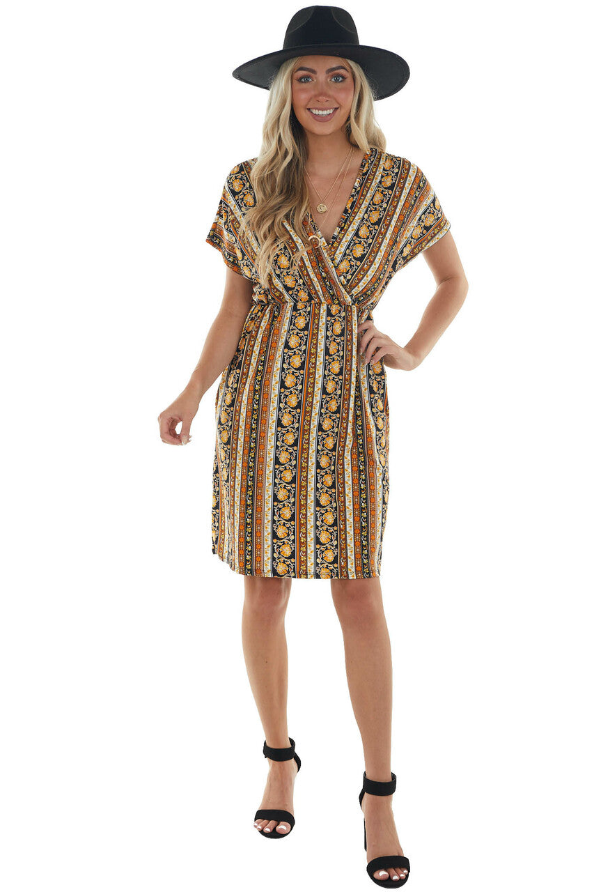 Mango and Black Striped Print Short Dress