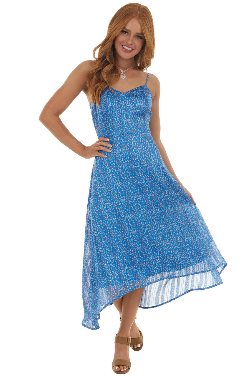 Sapphire Ditsy Floral Print High Low Dress