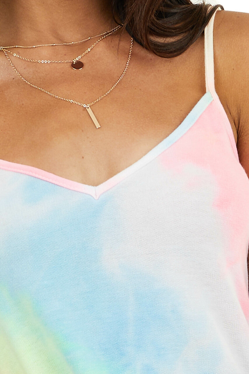 Bright Multicolor Tie Dye Print Super Soft Sleeveless Top 