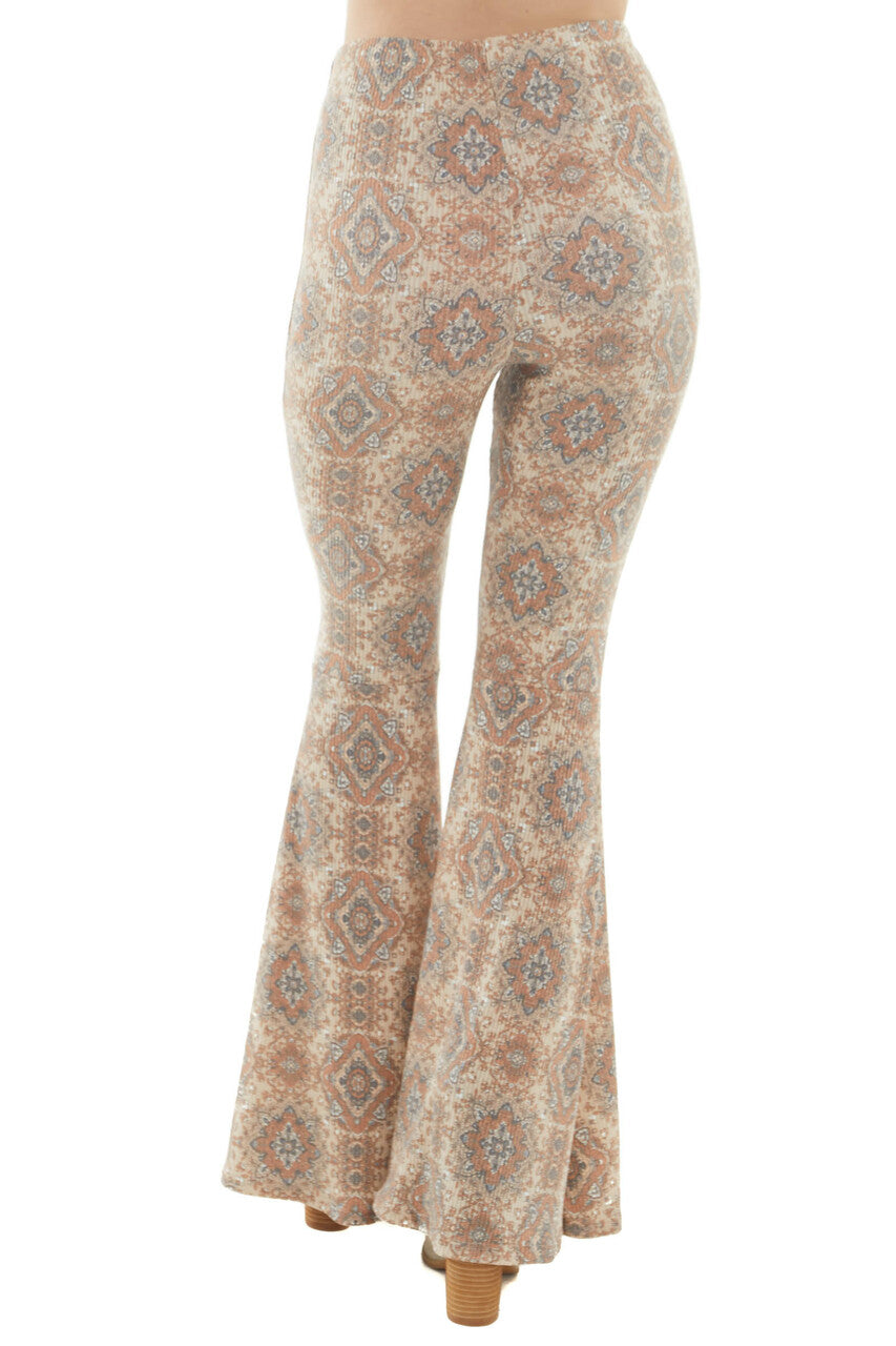 Desert Sand Paisley Print Flare Pants 