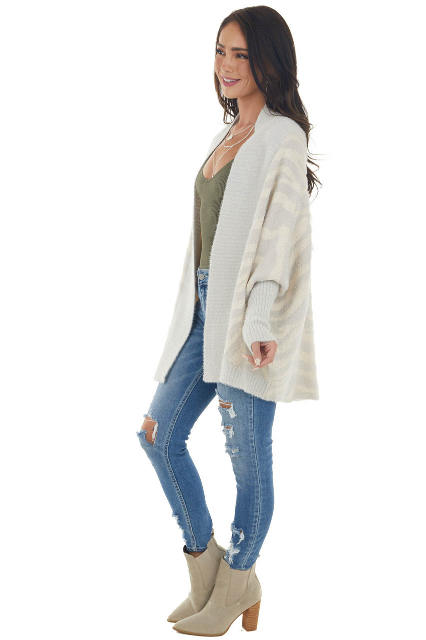 Dove Grey and Cream Zebra Print Cardigan