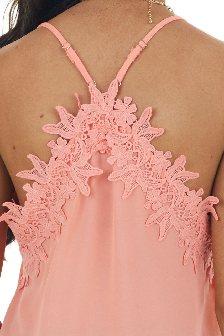Coral Lace Cami Woven Tank Top