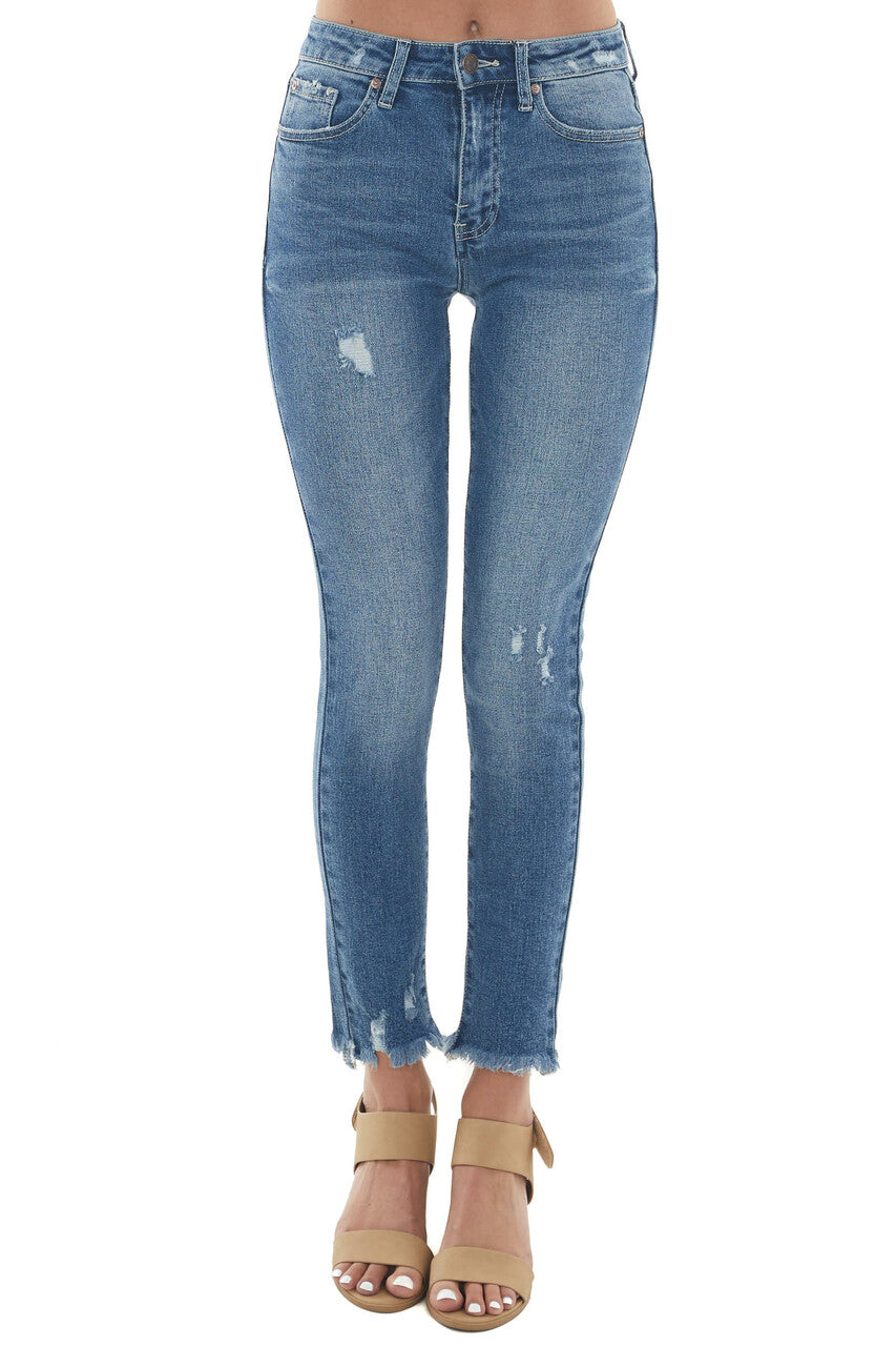 Medium Wash High Rise Straight Leg Jeans