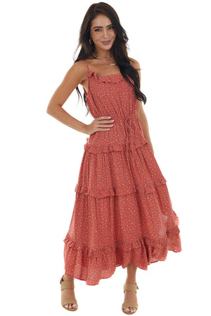 Terracotta Speckled Sleeveless Midi Dress 