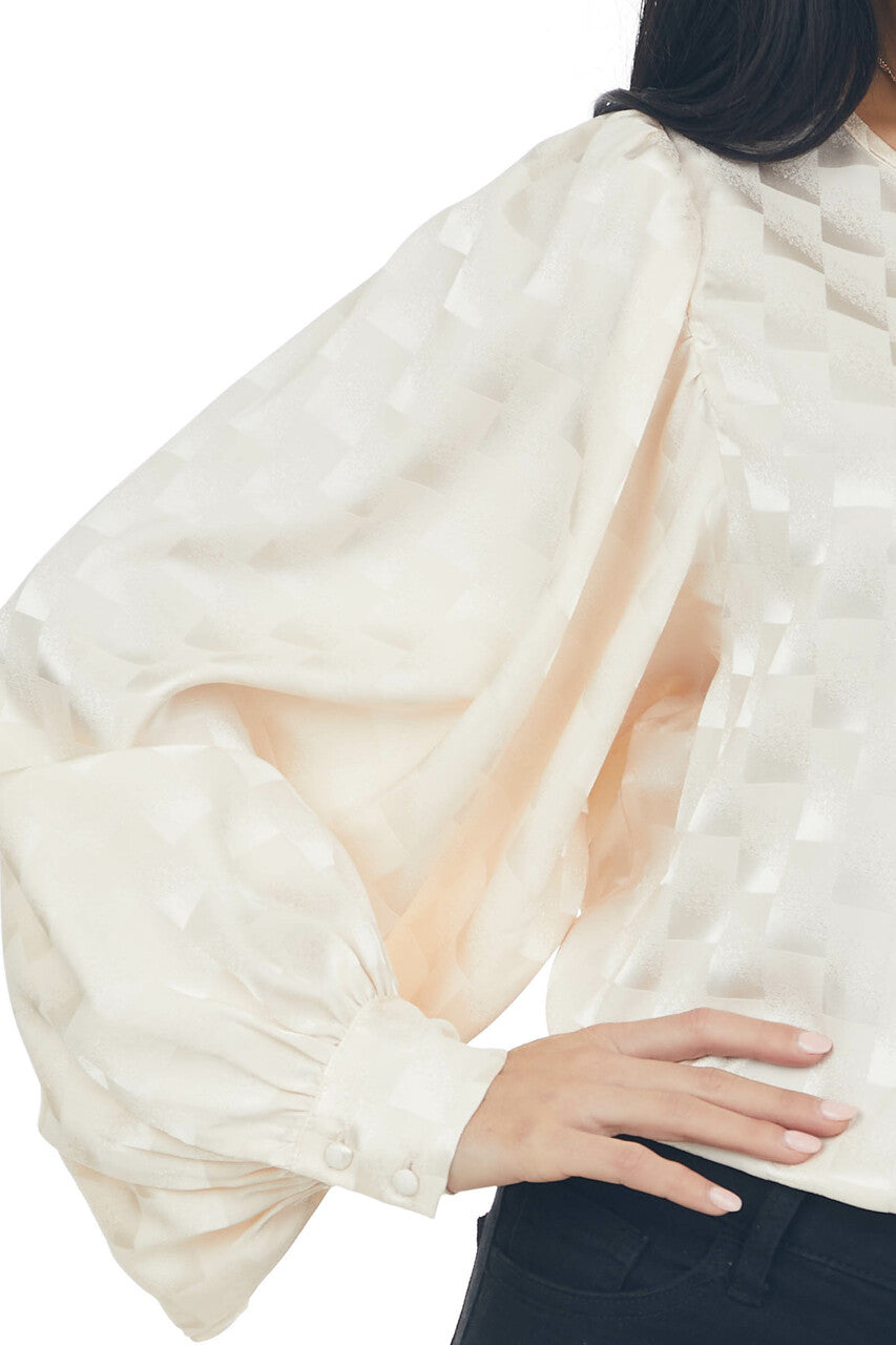 Rich Vanilla Checkered Long Sleeve Blouse